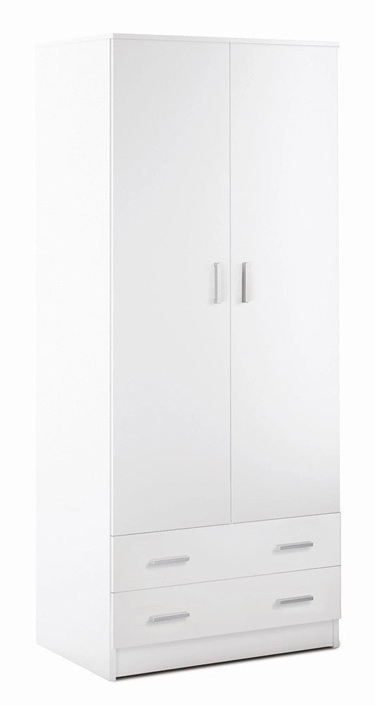 Armadio 2 ante 2 cassetti H182 L77 P52 Cm colore Bianco Liscio 456k Sarmog