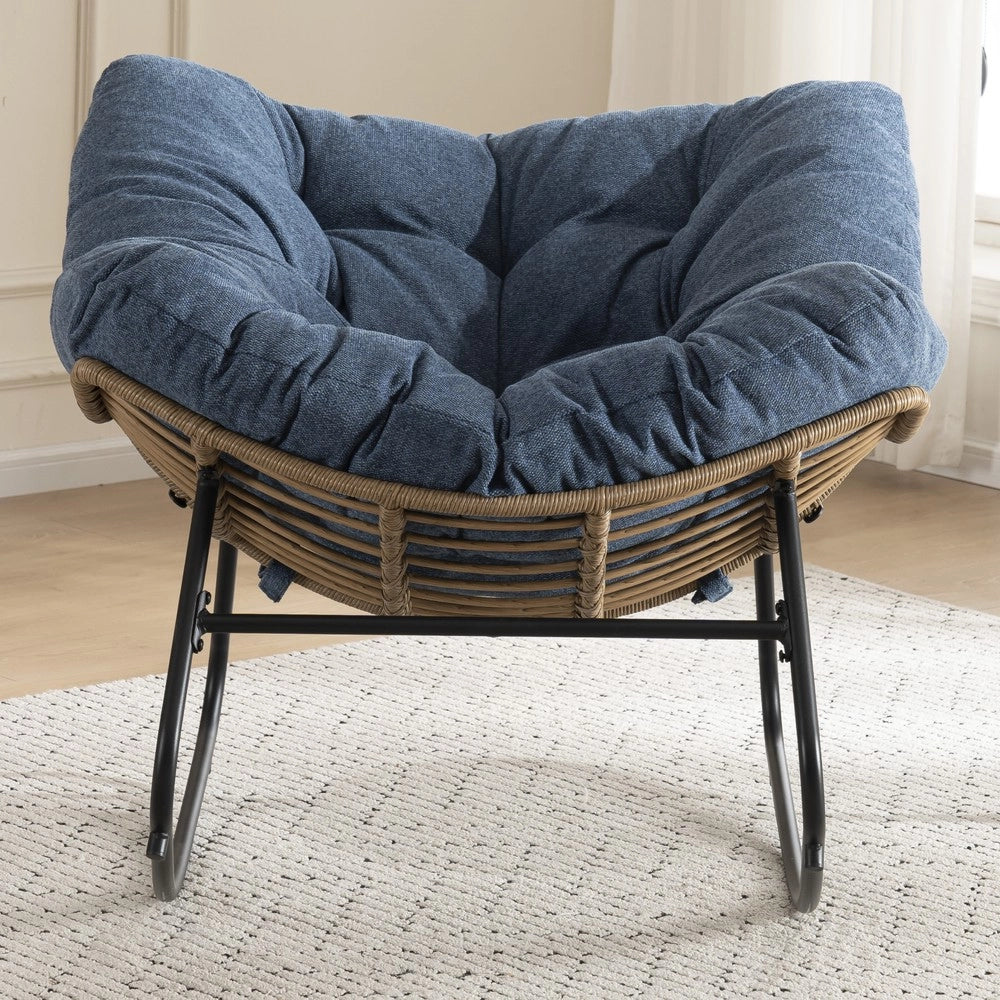 Sedia a Dondolo Imbottita in Chenille ¨C Xylo ¨C Poltrona Relax per Cameretta e Soggiorno