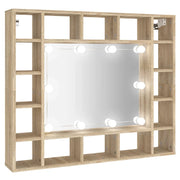 Mobiletto a specchio con illuminazione a LED 91 x 15 x 76,5 cm marrone 02_0006542
