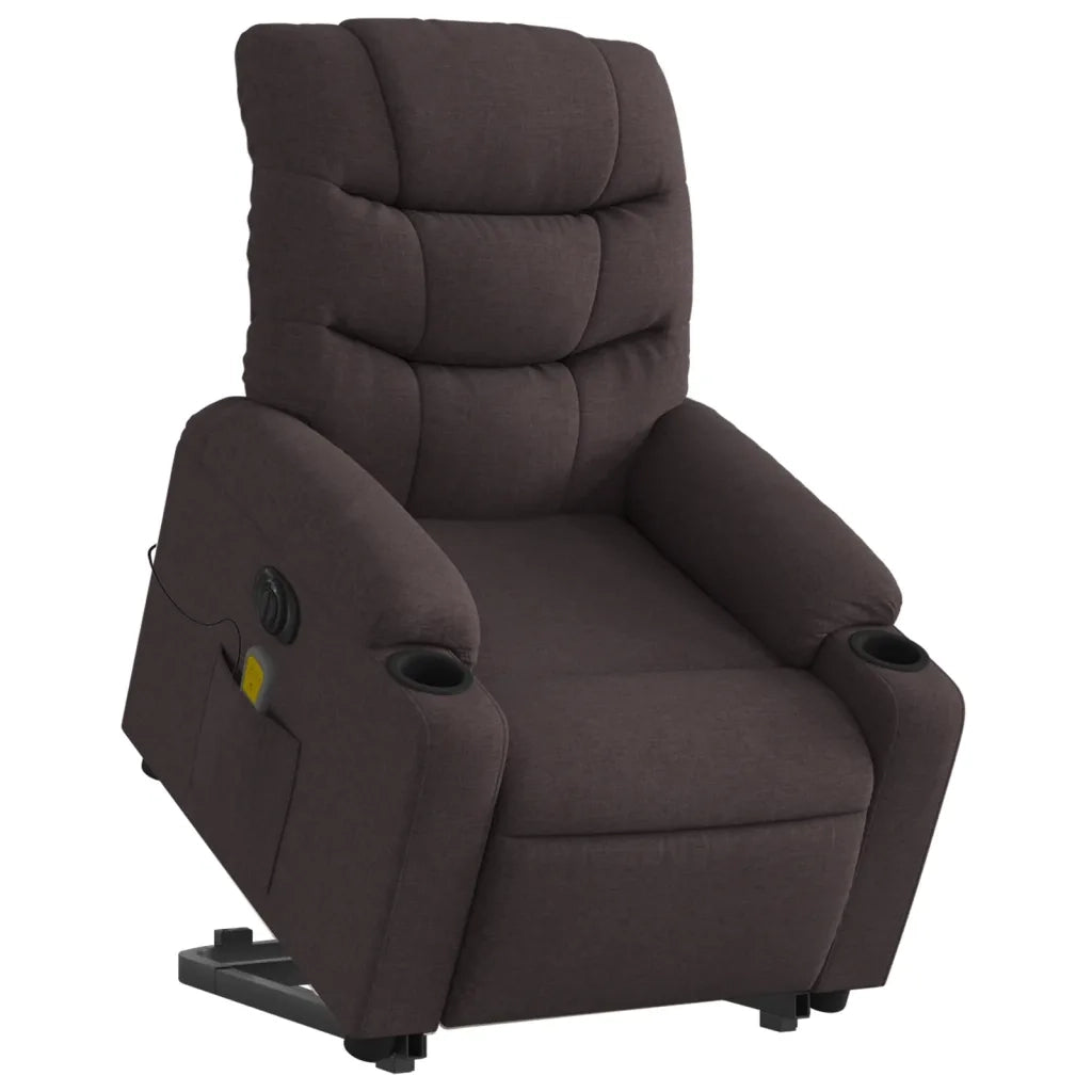Poltrona Alzapersona Massaggio Elettrica Marrone Scuro Tessutocod mxl 133051
