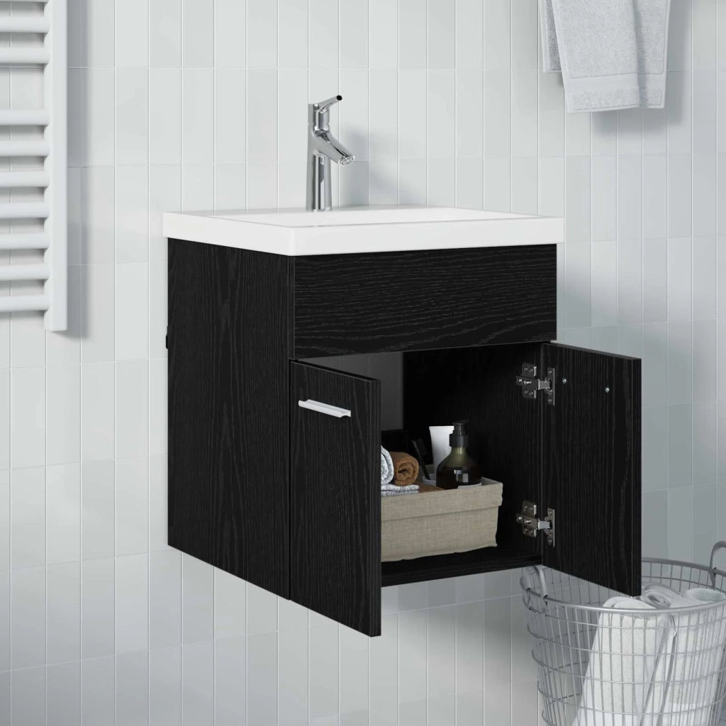 Armadio sottolavello con porta Rovere Nero 41 x 38,5 x 46 cm