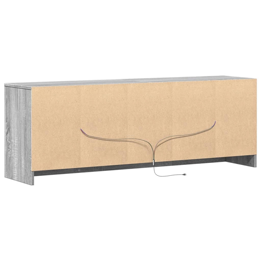 Mobile TV multimediale mensola TV credenza mobile TV sala da pranzo soggiorno camera da letto con illuminazione a LED rovere Sonoma 139,5 x 34 x 50 cm legno ingegnerizzato grigio 02_0026496