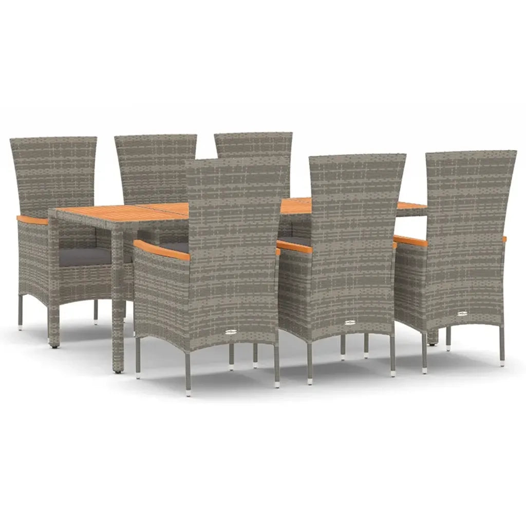 Set da Pranzo da Giardino 7 pz con Cuscini in Polyrattan Grigio 3157542