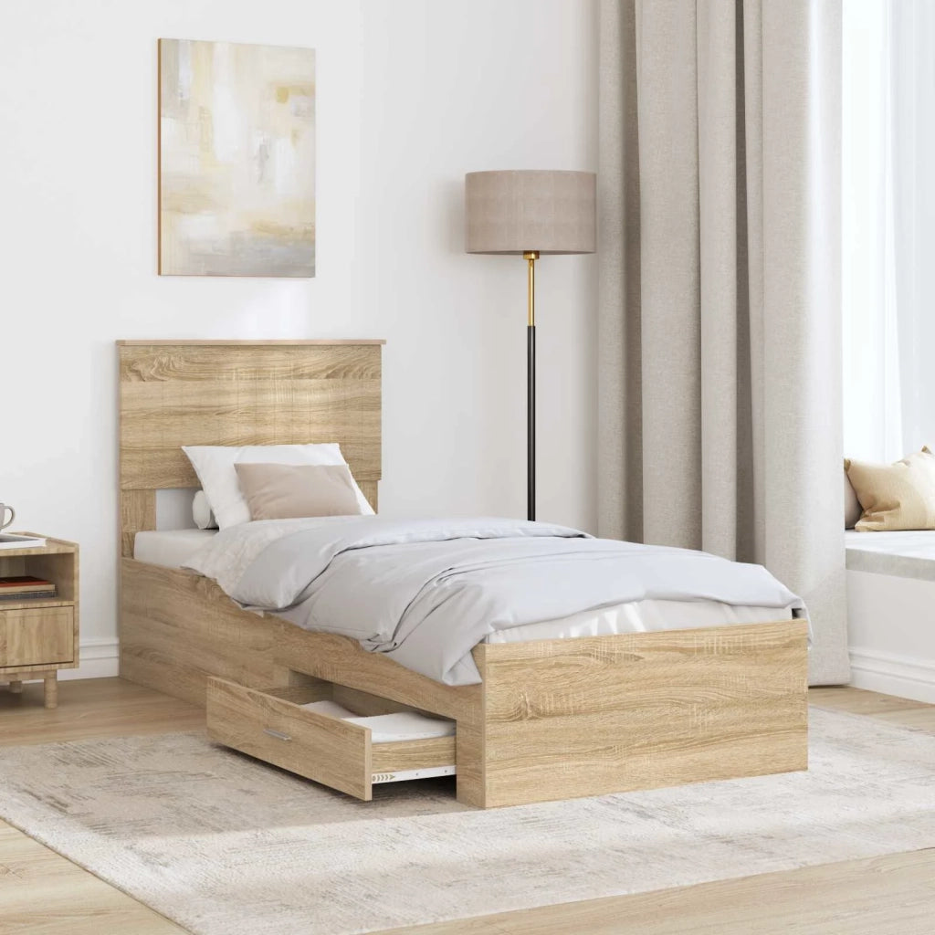 Struttura del letto Rovere Sonoma e Argento 75 x 190 cm