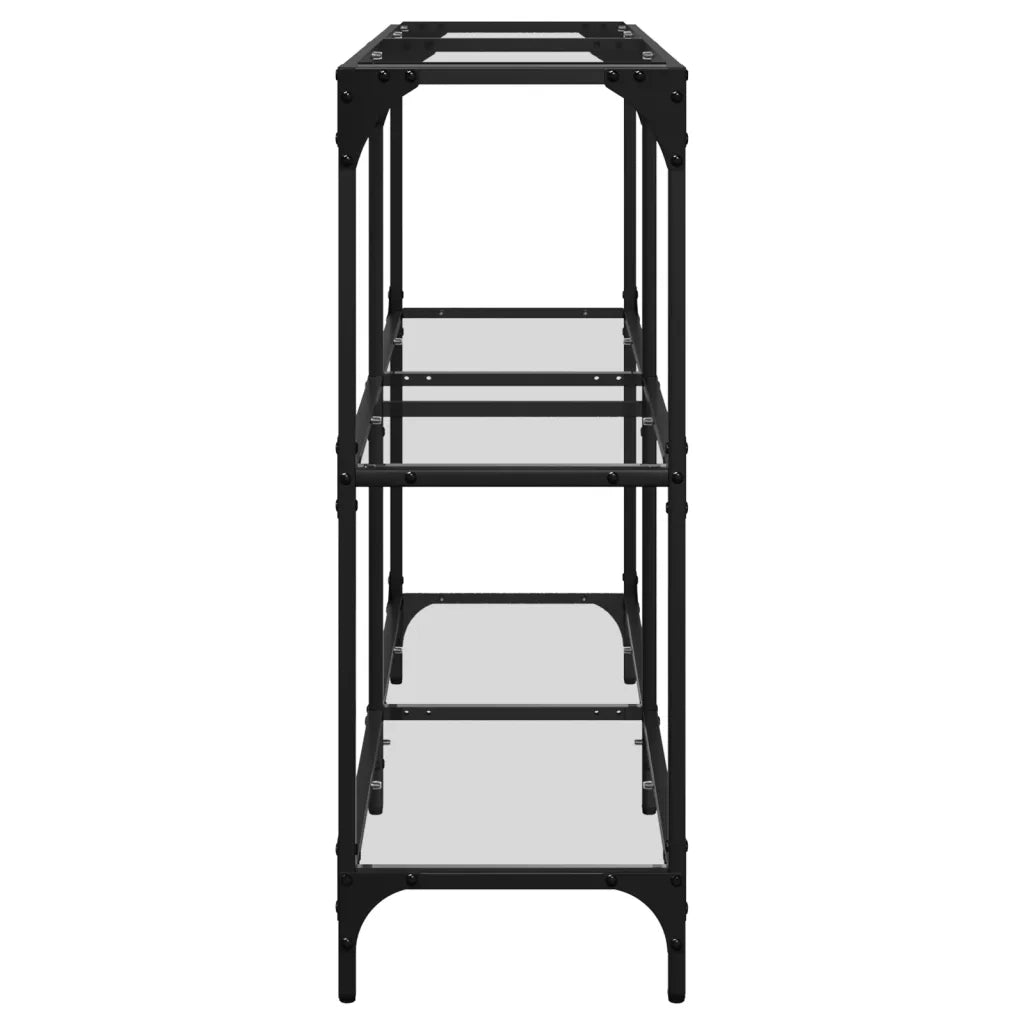 Tavolino Consolle Piano Vetro Trasparente 118,5x30x81cm Acciaio