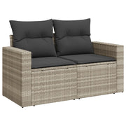 Divano da Giardino con Cuscini 2 Posti-Sofa da giardino Grigio Chiaro Polyrattan 338620