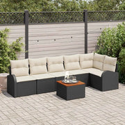 Set Divano da Giardino 7 pcs Nero e Crema polyrattan 3356255