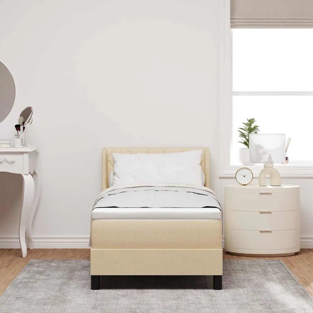 Letto a molle con testiera Crema 200 x 80 cm Tessuto