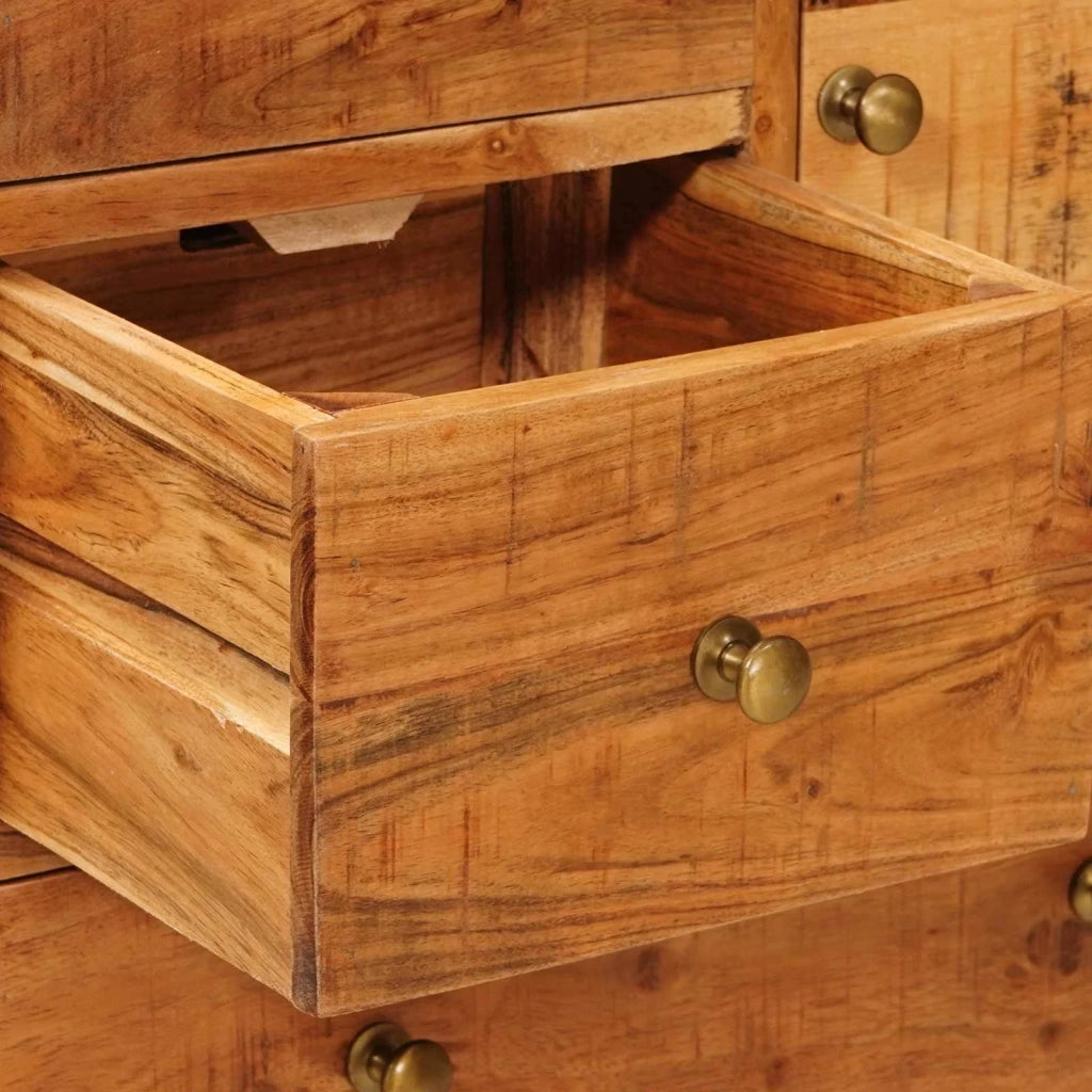 Cassettiera Naturale 55 x 30 x 90 cm Legno di Acacia Massello