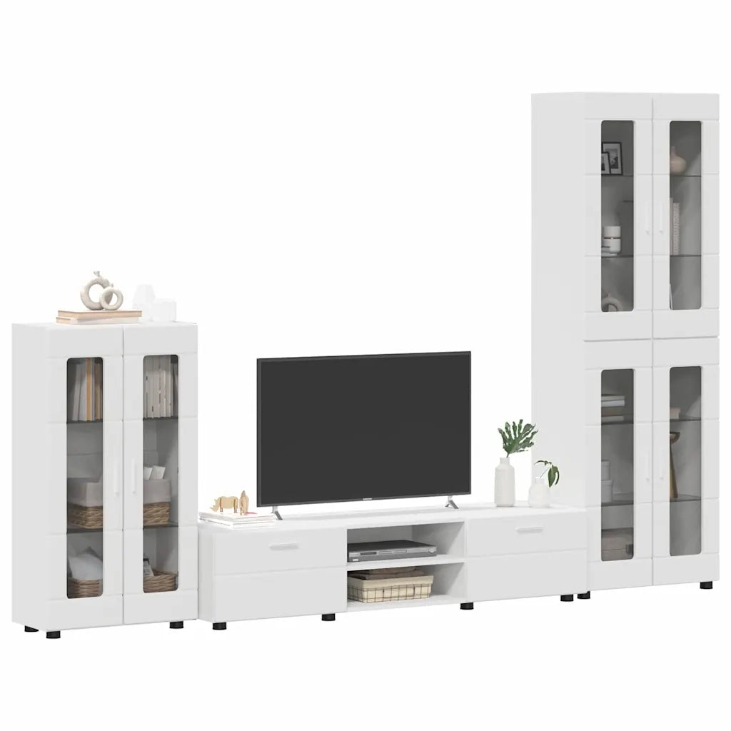 Set mobile TV con cassetto FLORIN Bianco Legno multistrato