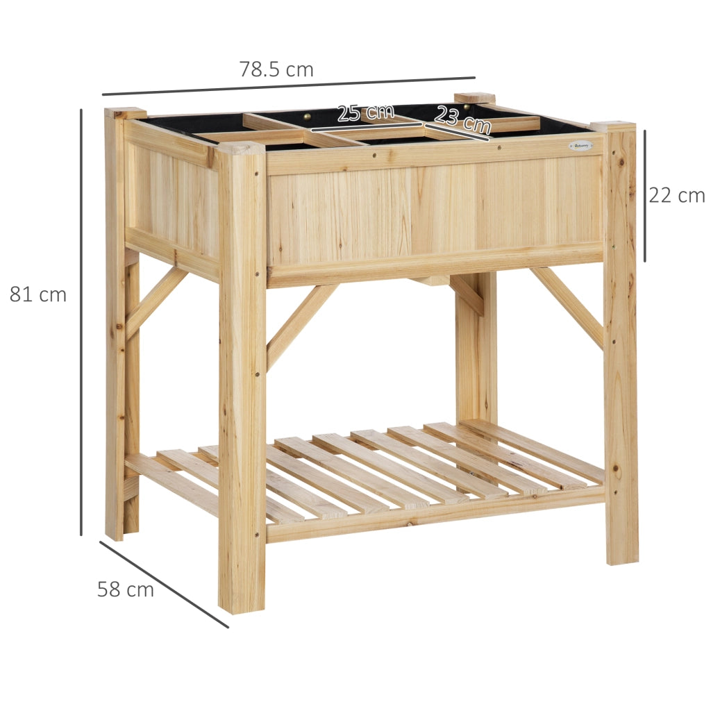 Letto per Orto Rialzato con 6 Scomparti in Legno di Abete, 78.5x58x81cm