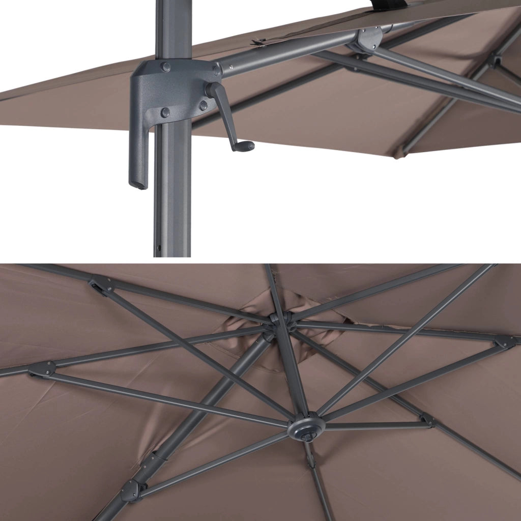 Ombrellone rettangolare eccentrico, 3x2m, talpa