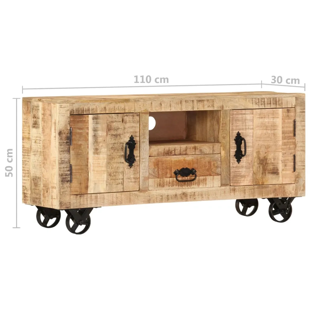 Mobile Porta TV in Legno Grezzo di Mango 110x30x50 cm cod mxl 9311
