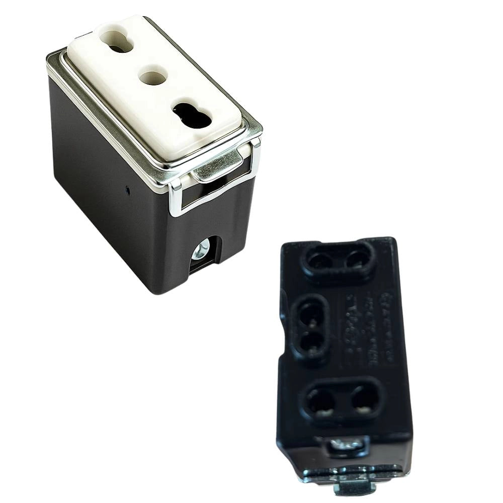 Presa bivalente marlavil 7079.n serie venus per impianti domestici