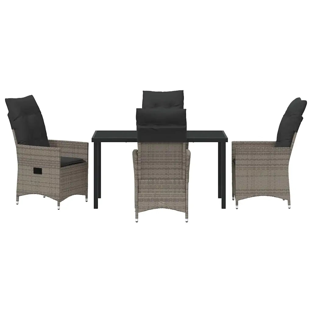 Set da Pranzo per Giardino con cuscino 5 pcs Grigio polyrattan 3379550