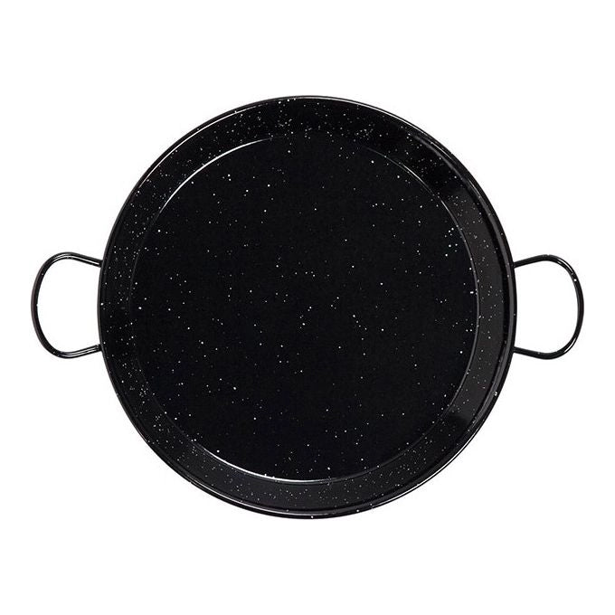 Garcima E-20GAR La Ideal Paellera in Ferro Smaltato Diametro 50 cm per 14 Persone Due Manici Laterali Adatta a Gas Forno Fiamma Libera colore Nero con Effetto Maculato