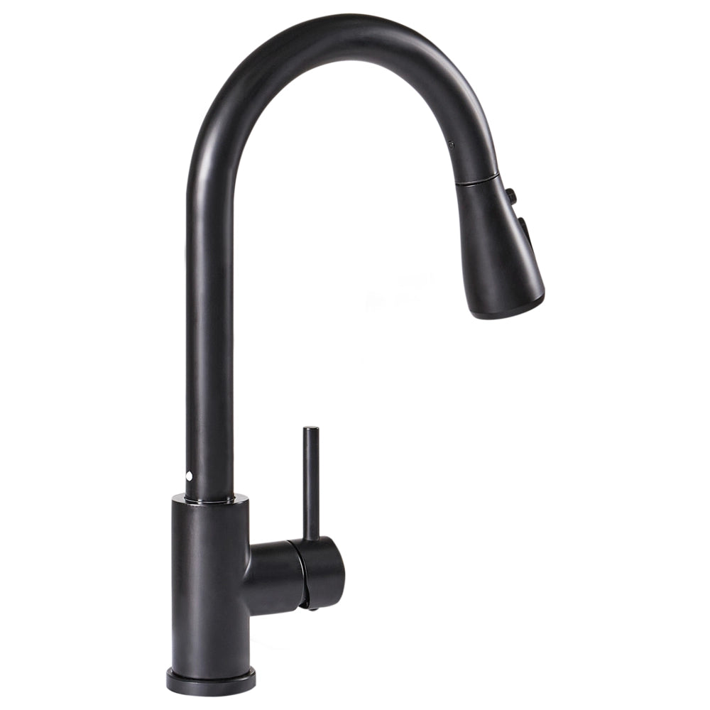 Rubinetto da cucina moderno rubinetto miscelatore a spruzzo estraibile bobina a molla in acciaio inossidabile beccuccio girevole nero