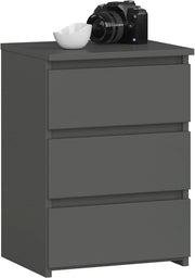 Nachtkastino con 3 ante - Design moderno e funzionale per camera da letto e soggiorno - Grafite grigio