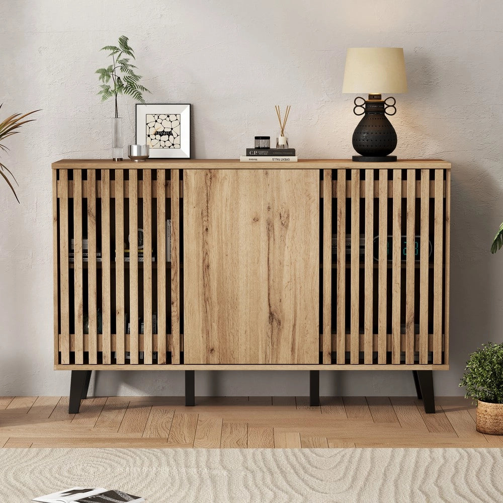 Credenza Laterale ¨C MINIMAL ¨C Bianco, Legno, 3 Ante, Ripiani, 150x40x95 cm