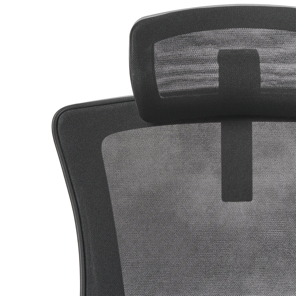 Sedia da ufficio professionale con rivestimento in mesh nero Poggiatesta e braccioli regolabili Sedile pneumatico Base girevole