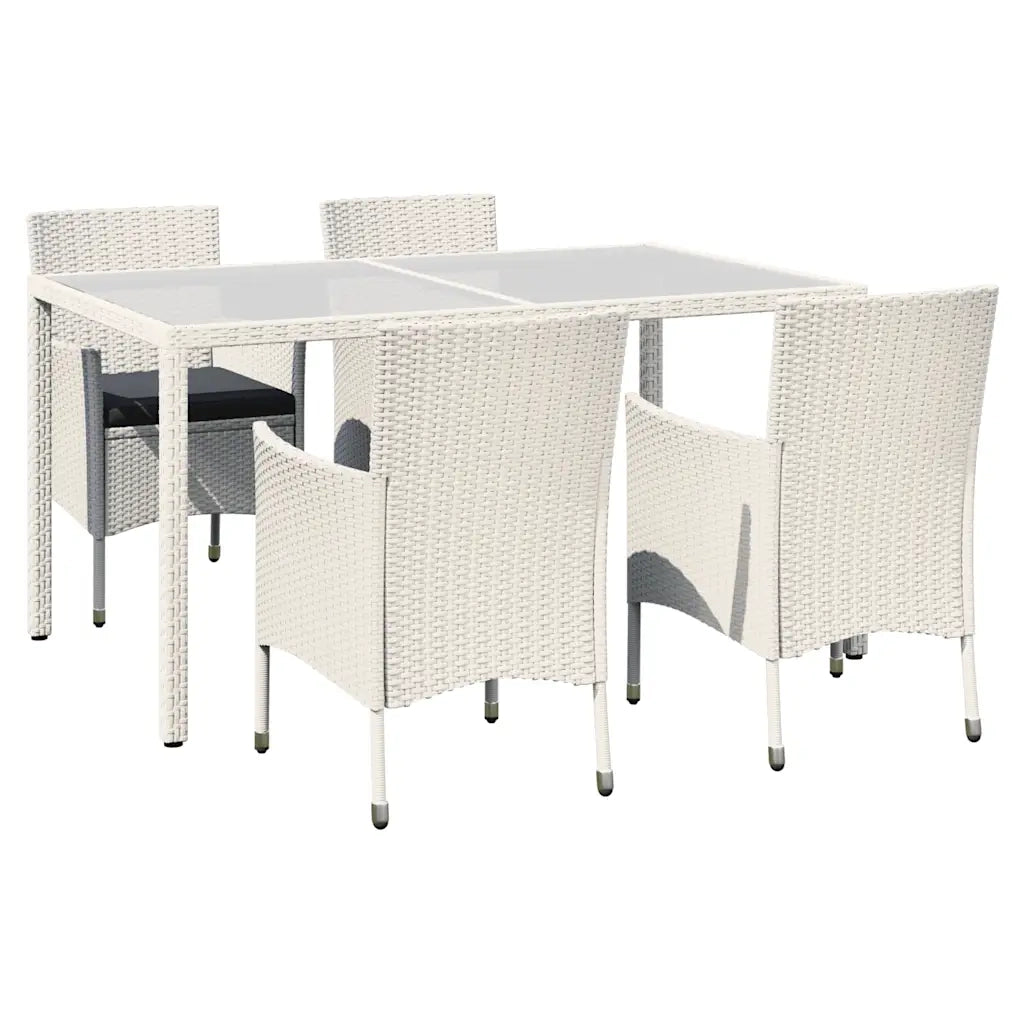 Set Mobili da Giardino 5 pz con Cuscini in Polyrattan Bianco 3094897