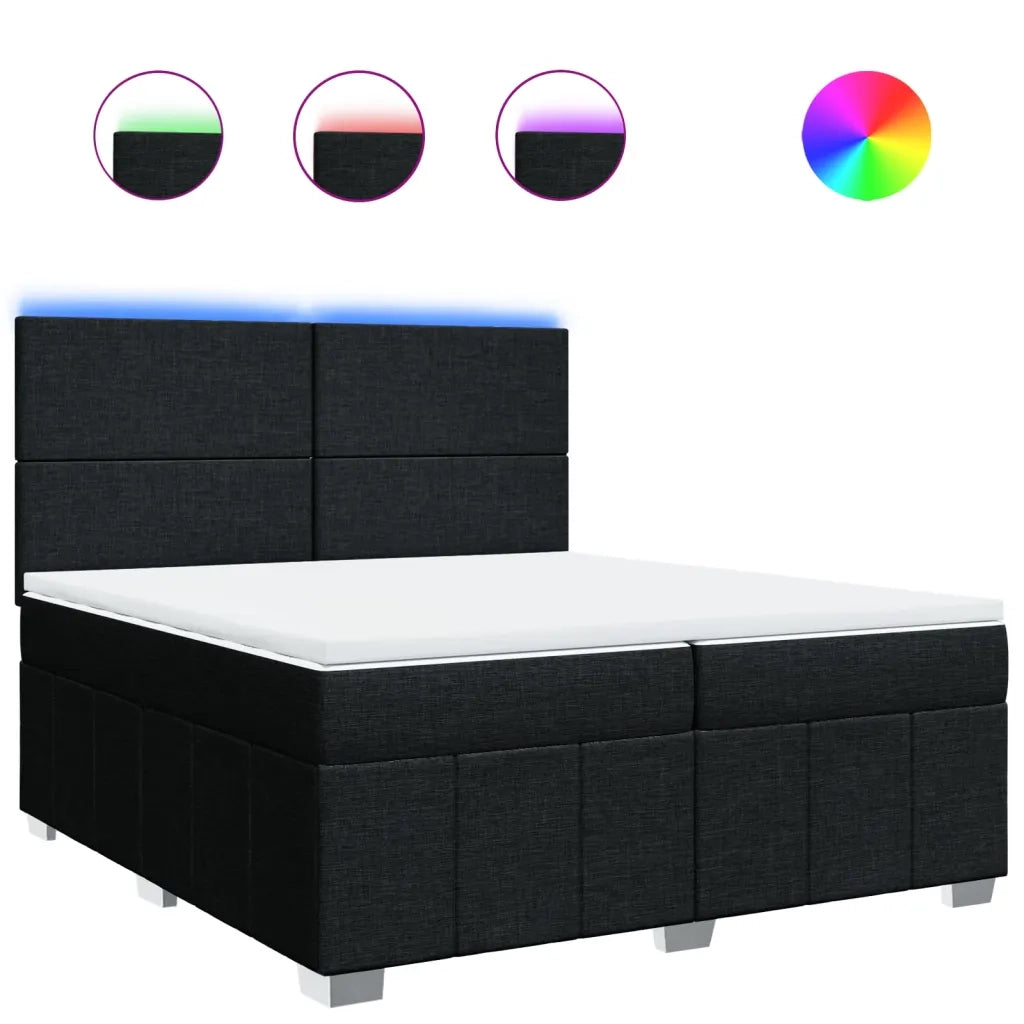 Giroletto a Molle con Materasso Nero 200x200 cm in Tessuto