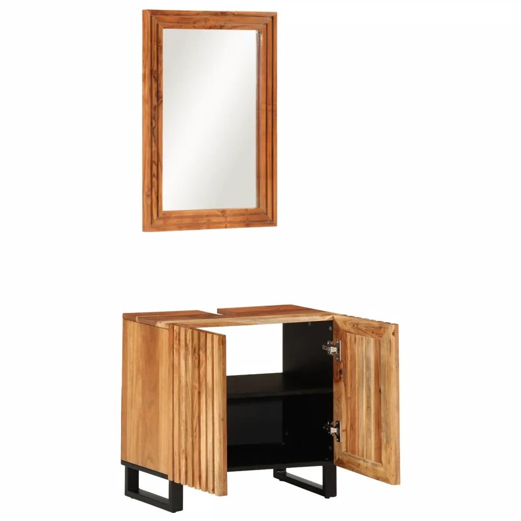 Set Mobili da Bagno | Armadio da bagno 2 pz in Legno Massello di Acacia