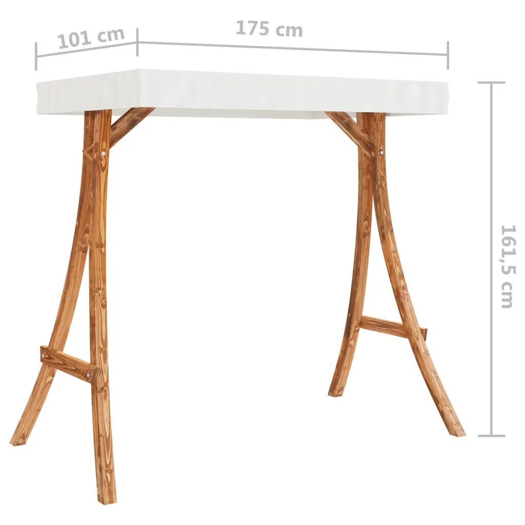 Altalena con Tetto Crema Legno Massello Ricurvo Finitura in Teak 313937