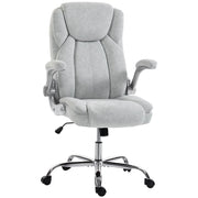 Sedia Ergonomica, Schienale Alto Velluto Stampato, Braccioli Ribaltabili, Bianco Crema