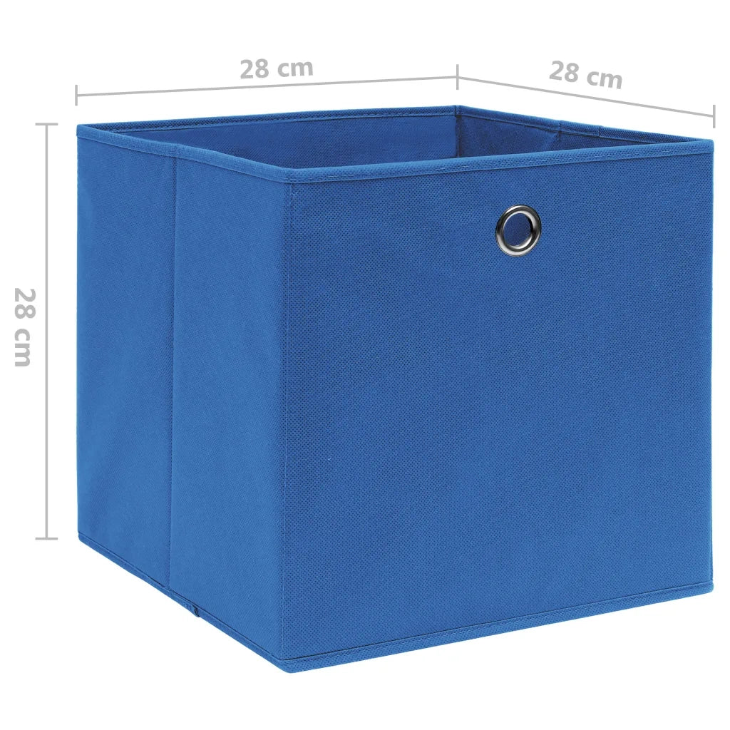 Contenitori 10 pz in Tessuto non Tessuto 28x28x28 cm Blu 325197