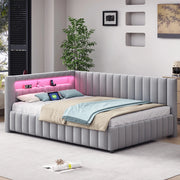 Letto divano imbottito in velluto grigio 140x200 cm