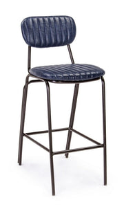 Sgabello Bar Debbie Blu Vintage Imbottito in Similpelle