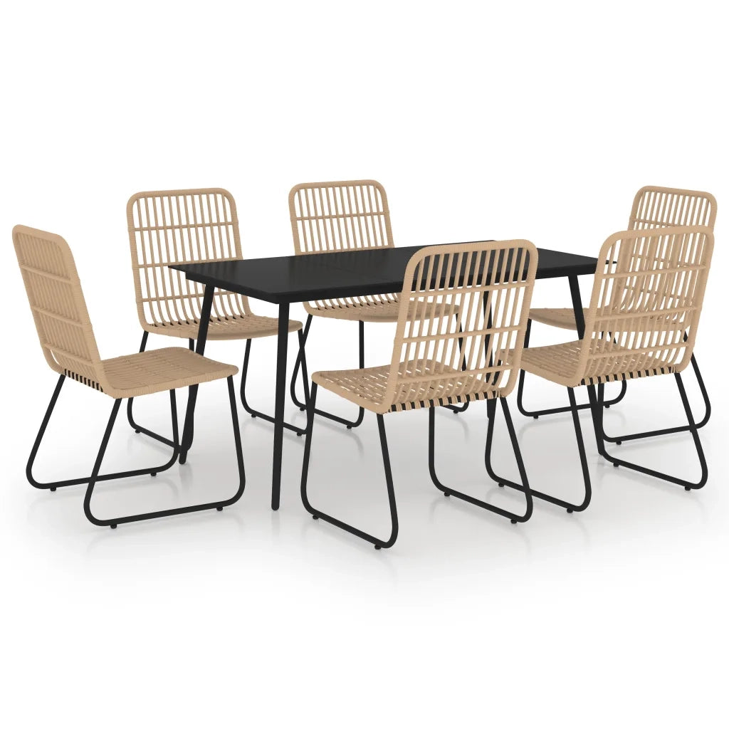 Set da Pranzo da Giardino 7 pz in Polyrattan e Vetro cod mxl 34649