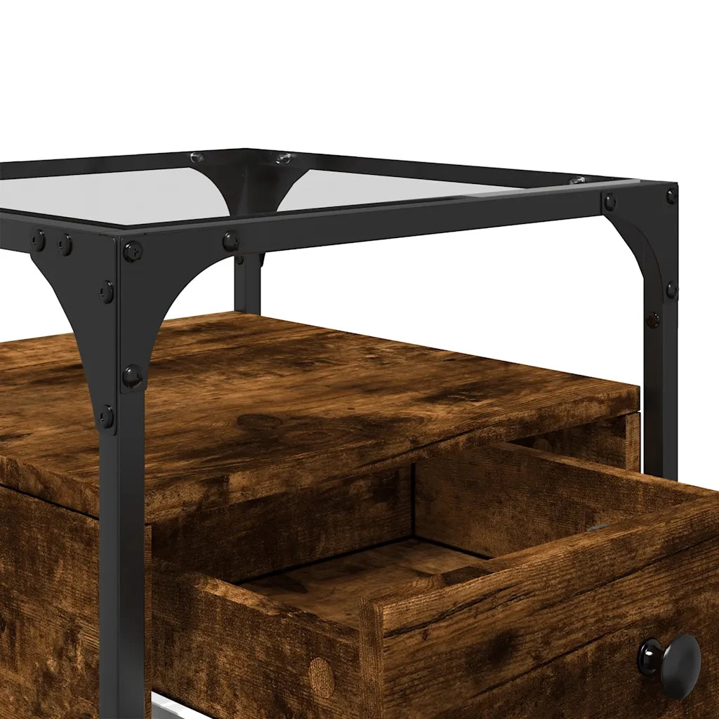 Comodini 2 pz-Set di 2 Tavolino da notte Rovere Fumo 40x40x55 cm in Legno Multistrato