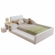 Letto per Bambini 90 x 200 cm; Letto Singolo con Scrivania; Sgabello e Mensola - Bianco