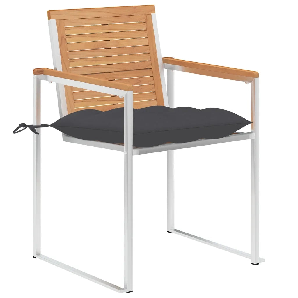 Sedie da Giardino con Cuscini 4 pz in Legno Massello di Teak cod mxl 8673