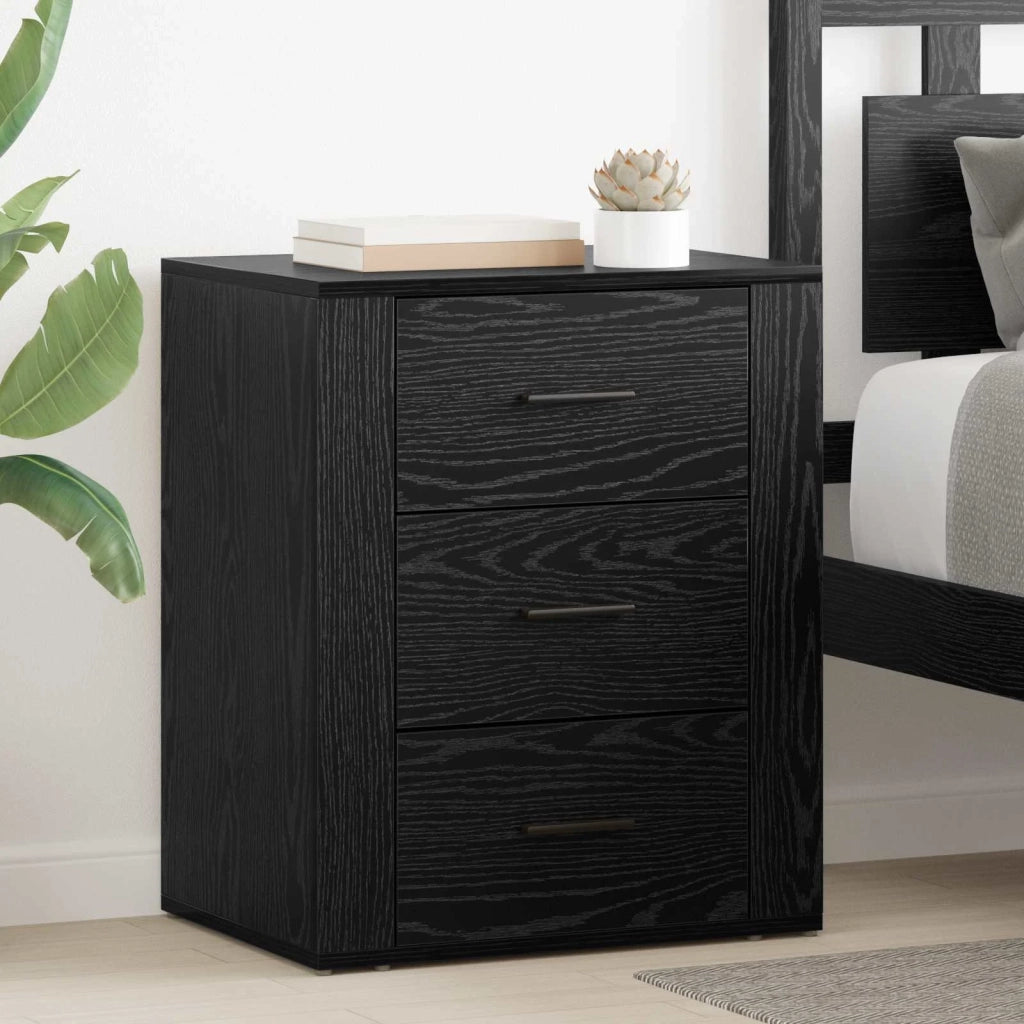 Armadio da Notte Rovere Nero 35 x 50 x 60 cm Legno multistrato