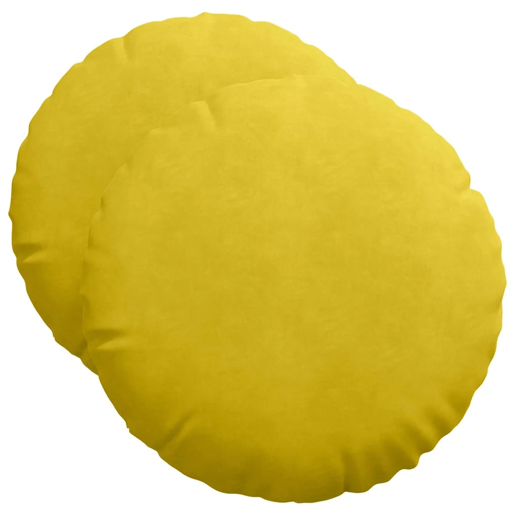 Cuscini per Seduta 2 pcs Giallo Ø50 x 19 cm Velluto