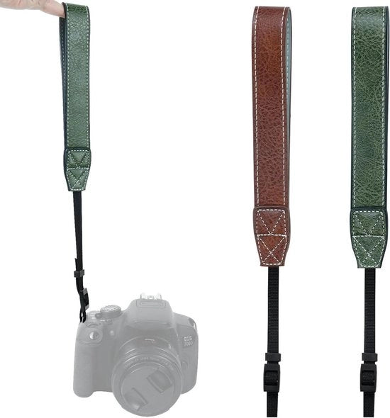 Polsriem Verstelbare Polsriem Accessoires Polsriem Universale per la maggior parte delle fotocamere (Marrone e Verde 2 Pack) 1 Dimensione unica 1 Dimensione unica