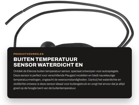 Sensore di Temperatura Esterno - Impermeabile e Stoffa Impermeabile - Adatto per Specchiera di Auto - Misurazioni Precise - Visualizzazione di Temperatura Affidabile