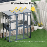 Recinto per gatti da esterno 1705 x 925 x 1810 mm, recinzione antifuga in legno con tetto in asfalto, diversi livelli, per giardino, balcone, terrazzo