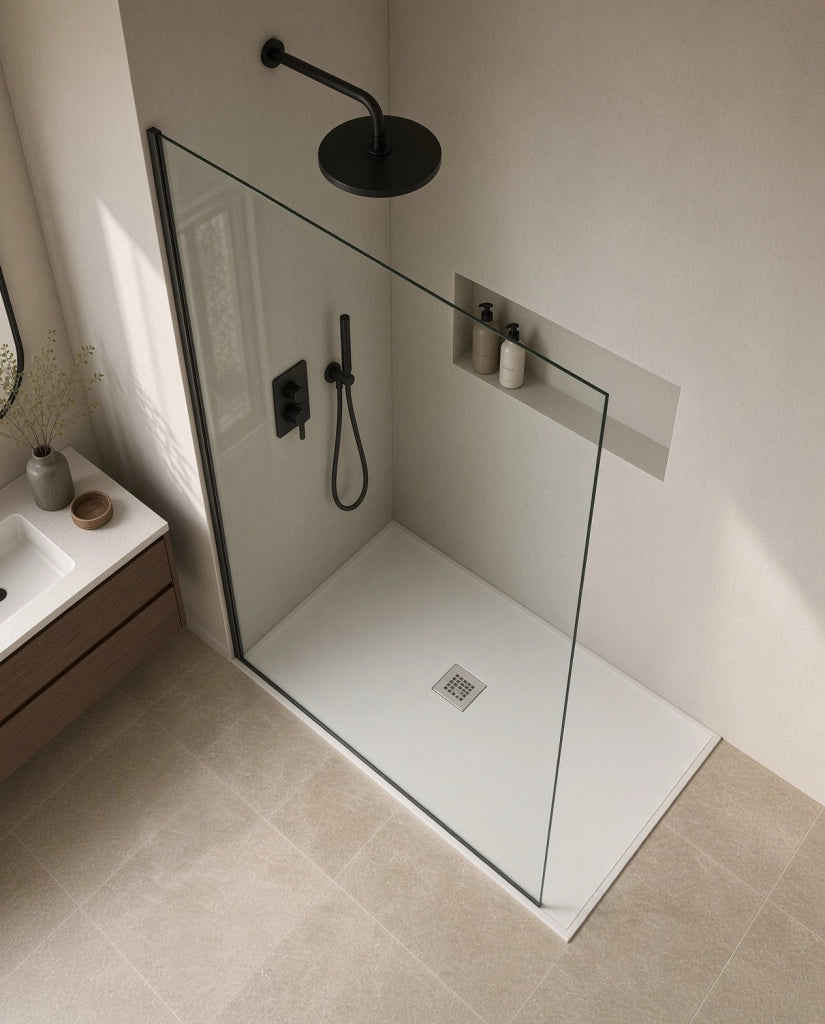 Piatto doccia rettangolare 220x70 cm effetto pietra marmoresina STONE bianco FRANCIA