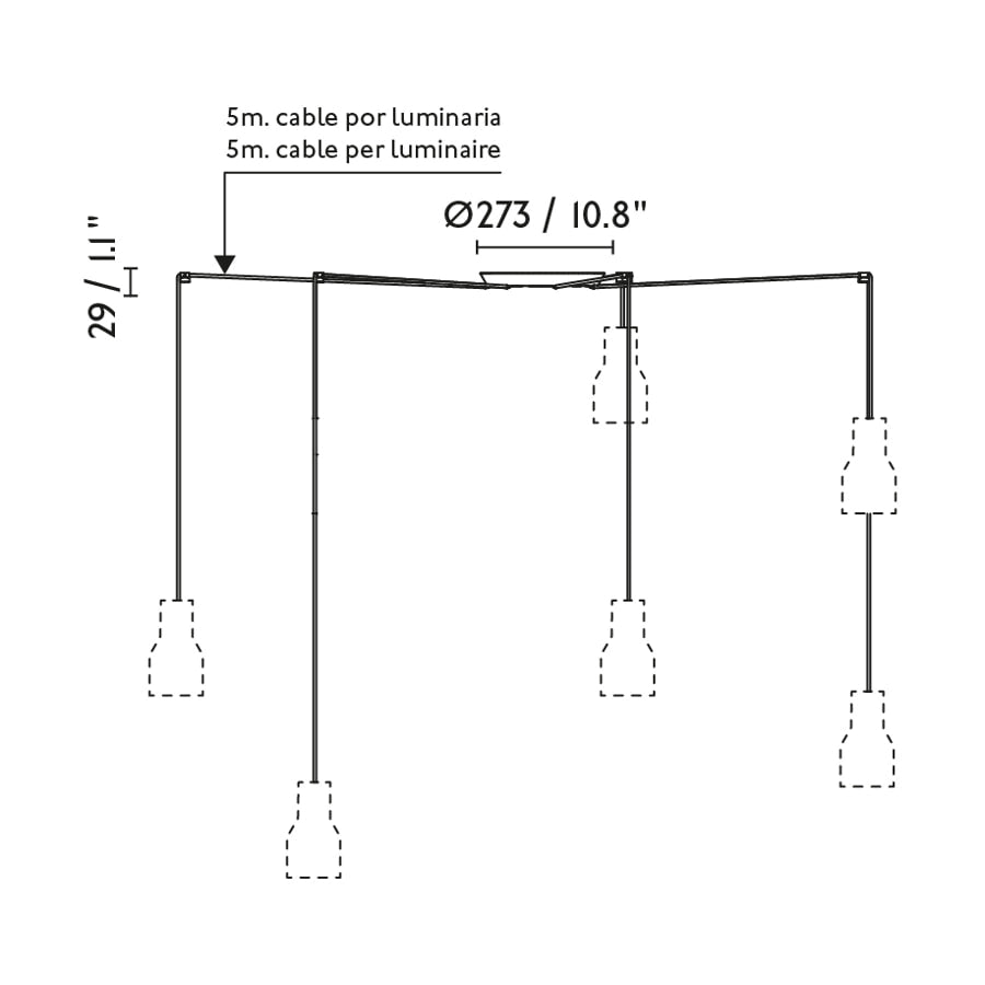 SAMBA 5L Lampada sospensione nera/beige