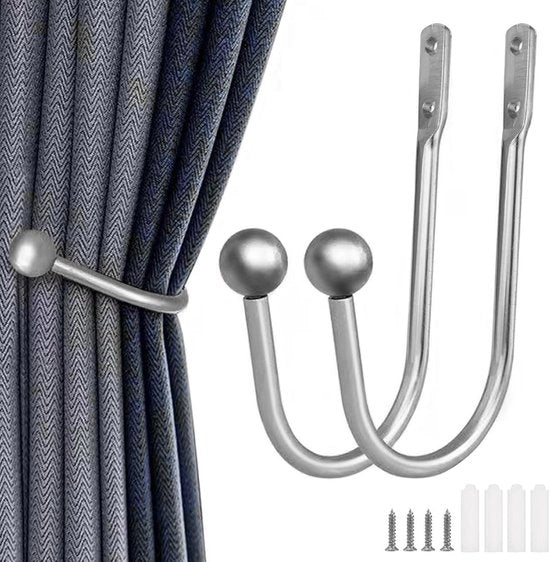Due Pezzi di Grappolo per Tende - Grappolo a U - Grappolo per Tende - Appoggio per Tende - Appoggio per Tende a Parete - Appoggio per Tende - Hanger per Tende - Adatto per soggiorno, camera da letto, sala da pranzo, bagno, cucina, ufficio