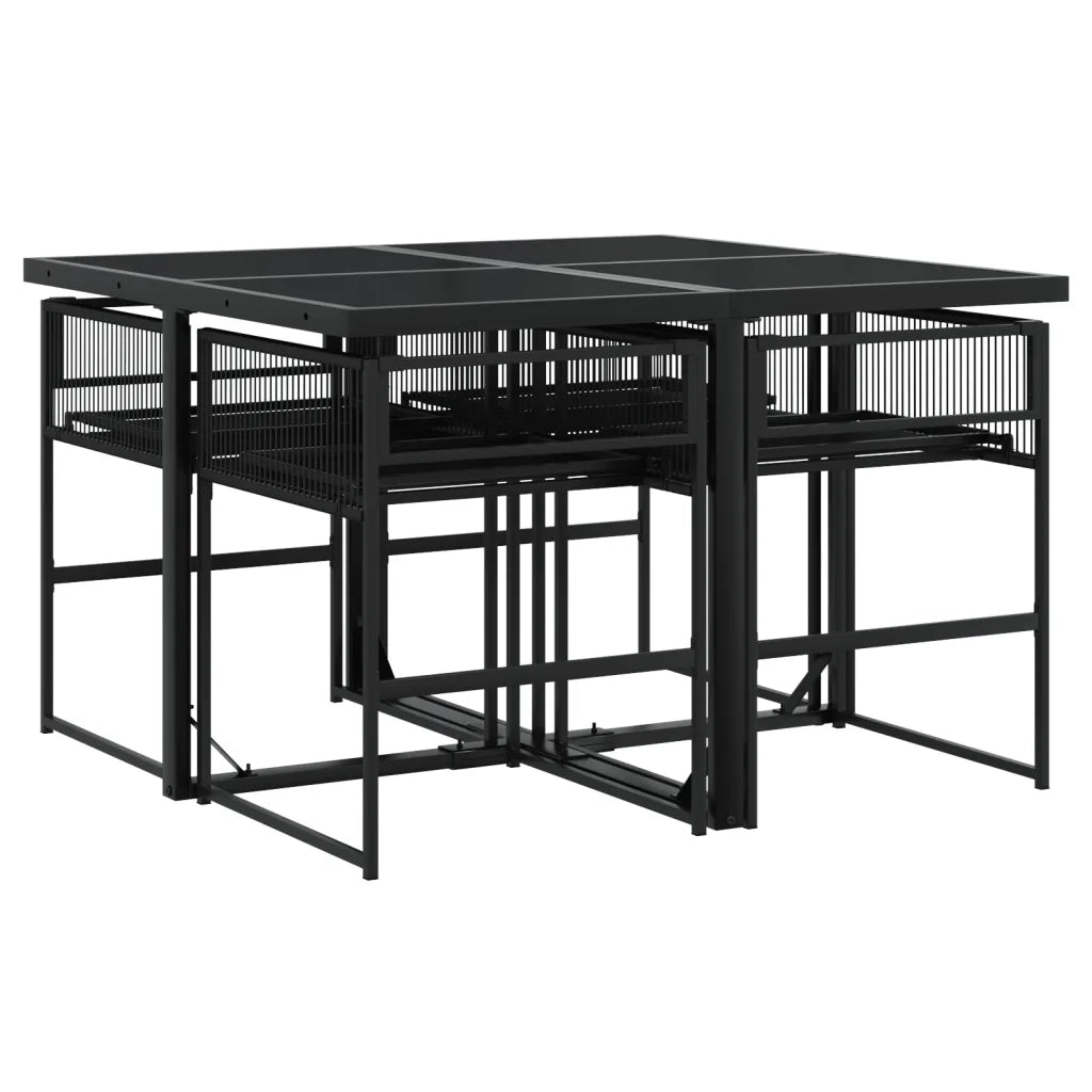 Set da Pranzo da Giardino 5 pz Nero in Polyrattan 3295048