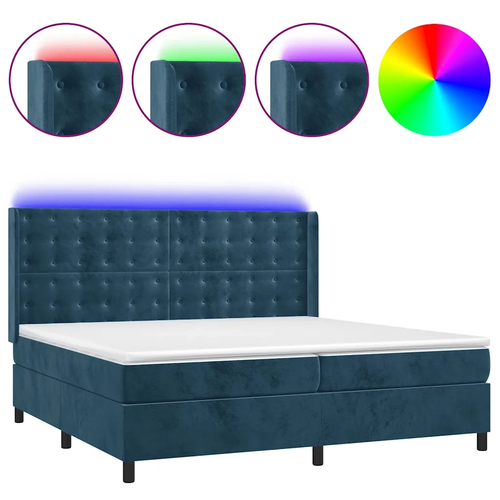 Letto a Molle con Materasso e LED Blu Scuro 200x200 cmcod mxl 99479