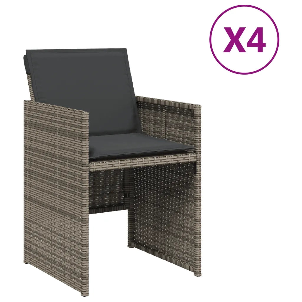 Sedie da Giardino con Cuscini 4 pz | Sedie da Esterno Grigio in Polyrattan
