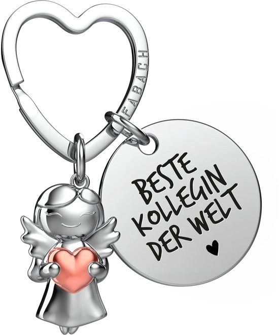 Collega di Lavoro Porta Chiavi con Protezione e Simbolo del Cuore e Gravure - Addio Collega Regalo di Addio - Regali per Collega con Cuore