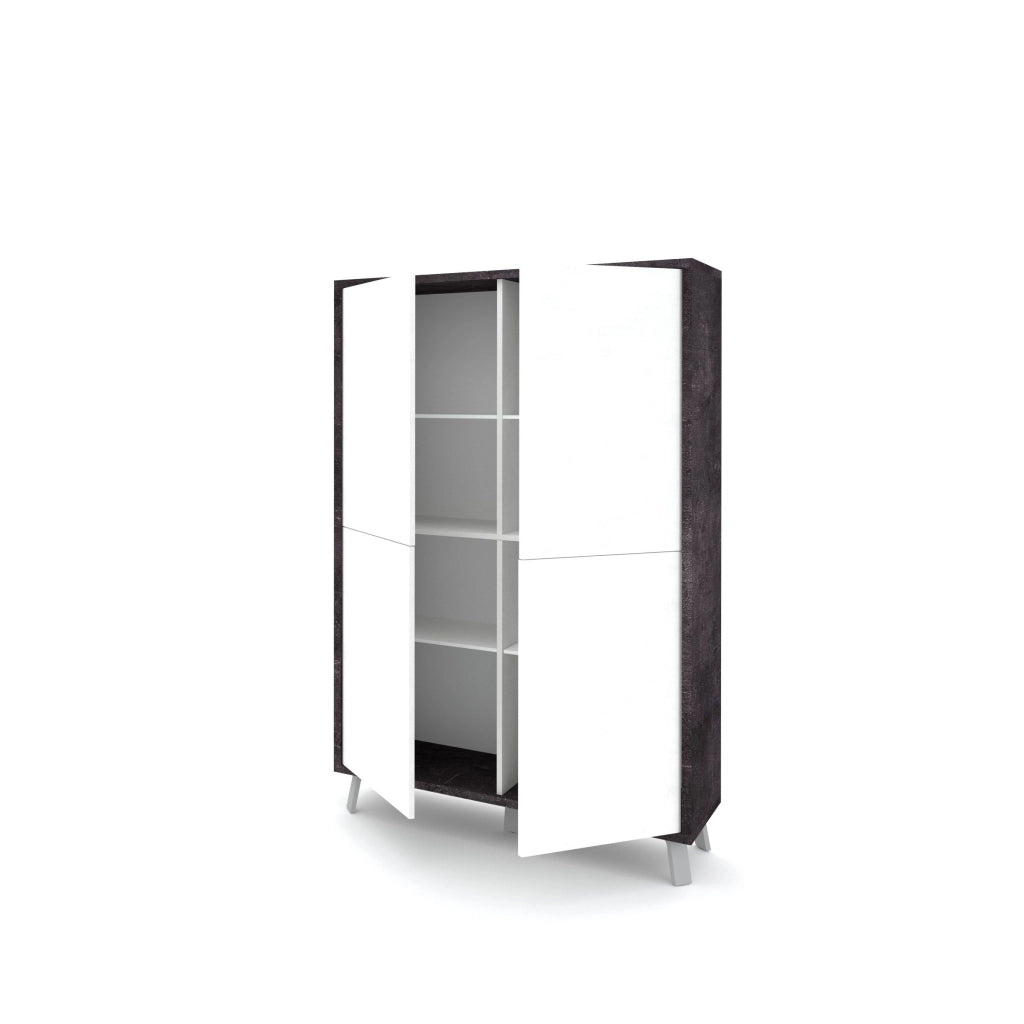 Credenza alta VELBRUK nero pietra/bianco pietra