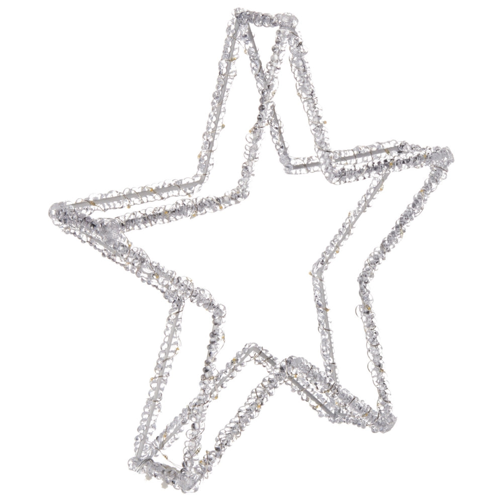 Decorazione natalizia a LED stella per interni ed esterni luci LED illuminazione in metallo bianco Simo accessorio di Natale
